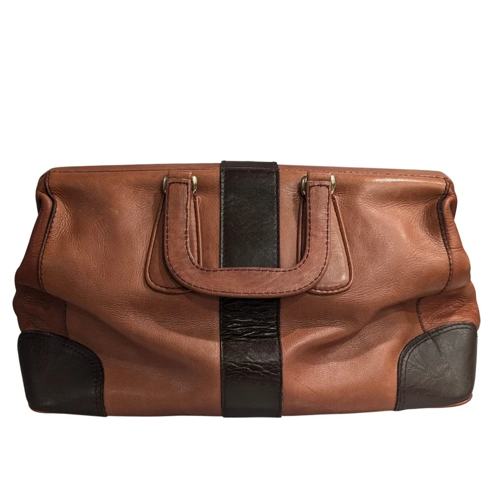 Vintage Porter Japan 70s Brown Leather Doctors Bag Retro Top Handle travel bag